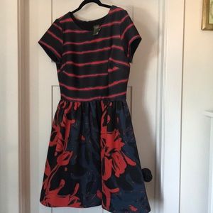 Taylor dress, striped top, floral bottom